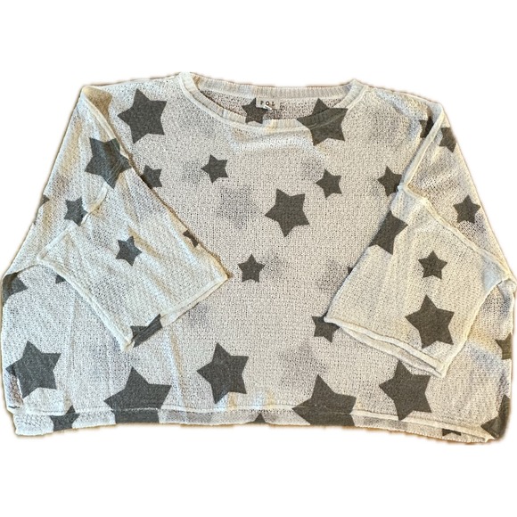 POL Women's Size S Gray/Green Star Pattern Pullover Sweater Polyester - Picture 2 of 6